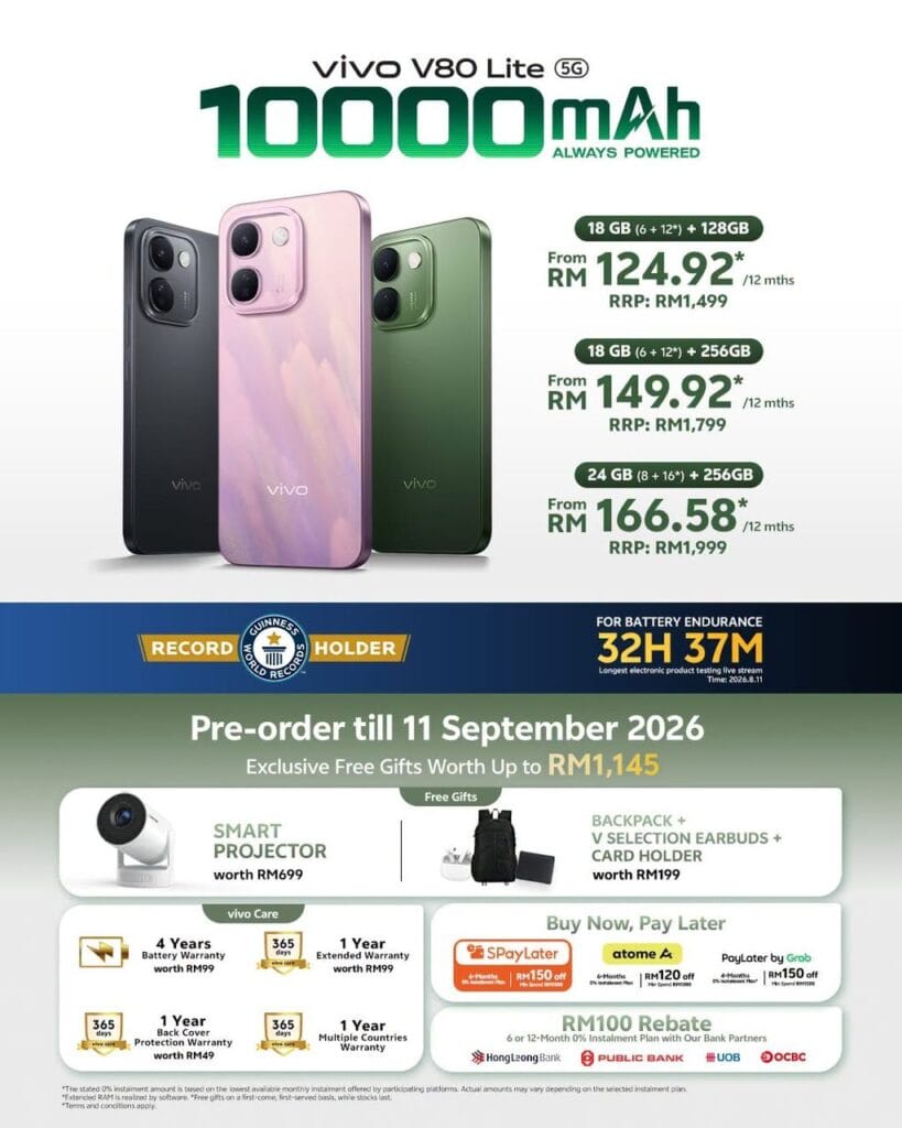 Vivo V80 Lite 5G Dilancarkan, Dilengkapi Bateri Sebesar 10000mAh (4)