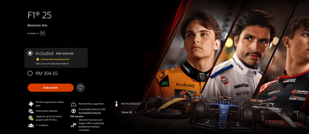 F1 25 Kini Percuma Untuk Pelanggan PlayStation Plus (1)